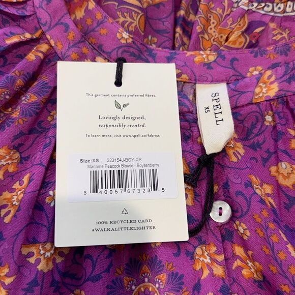 NWT SPELL & THE GYPSY
COLLECTIVE MADAME PEACOCK BLOUSE - BOYSENBERRY Size XS - Picture 12 of 14